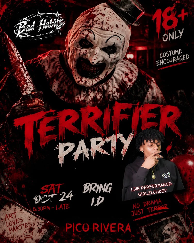 “TERRIFIER PARTY🔪” FT: GIRLZLUHDEV🎤 Flyer