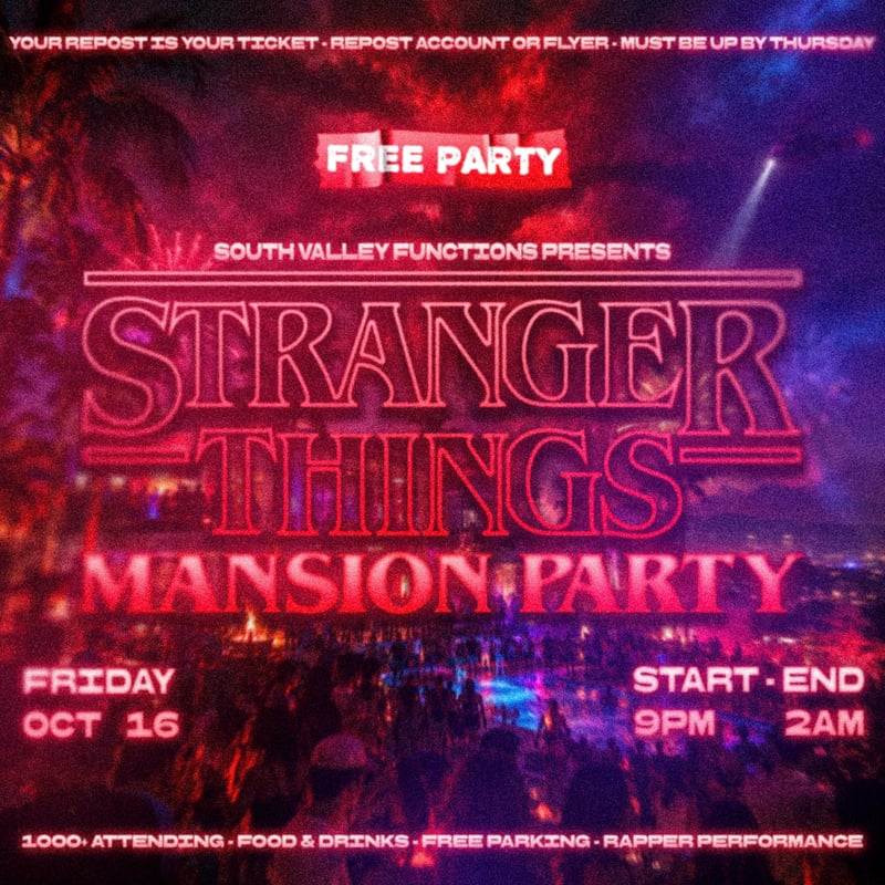👻 STRANGER THINGS MANSION PARTY 👻 Flyer