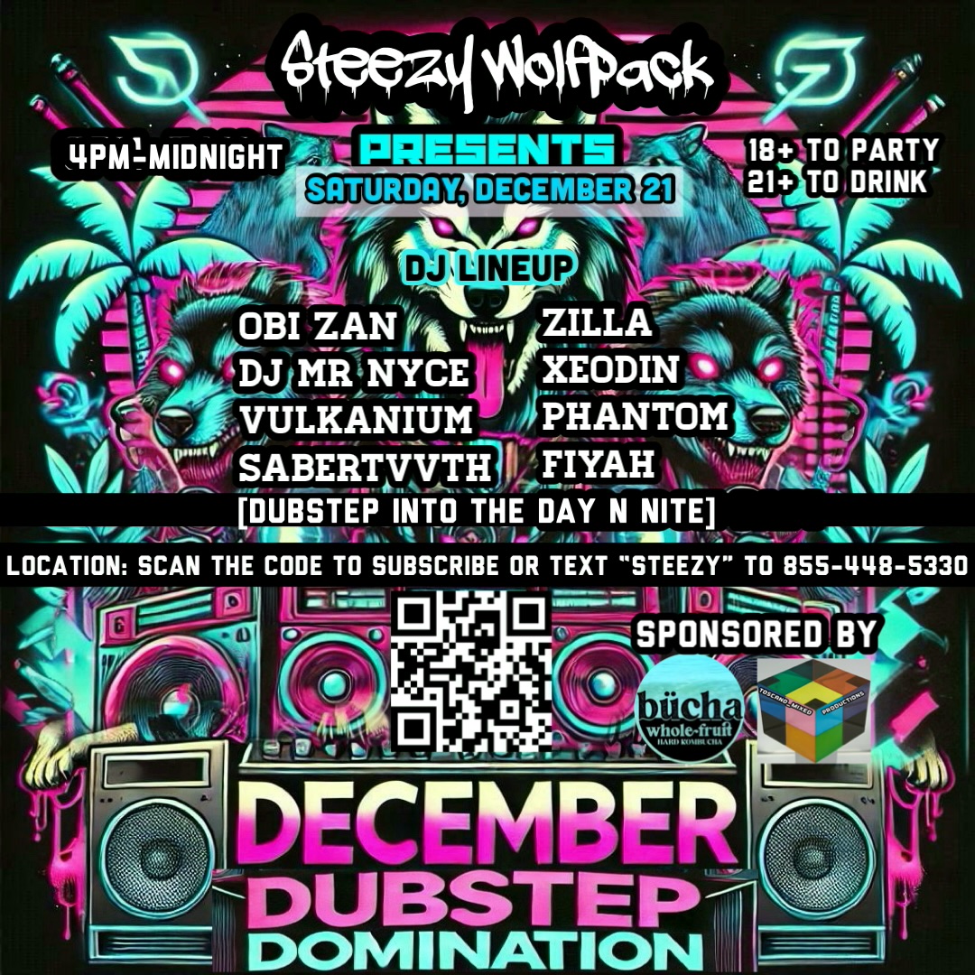 Steezy Wolfpack’s December Dubstep Domination Flyer