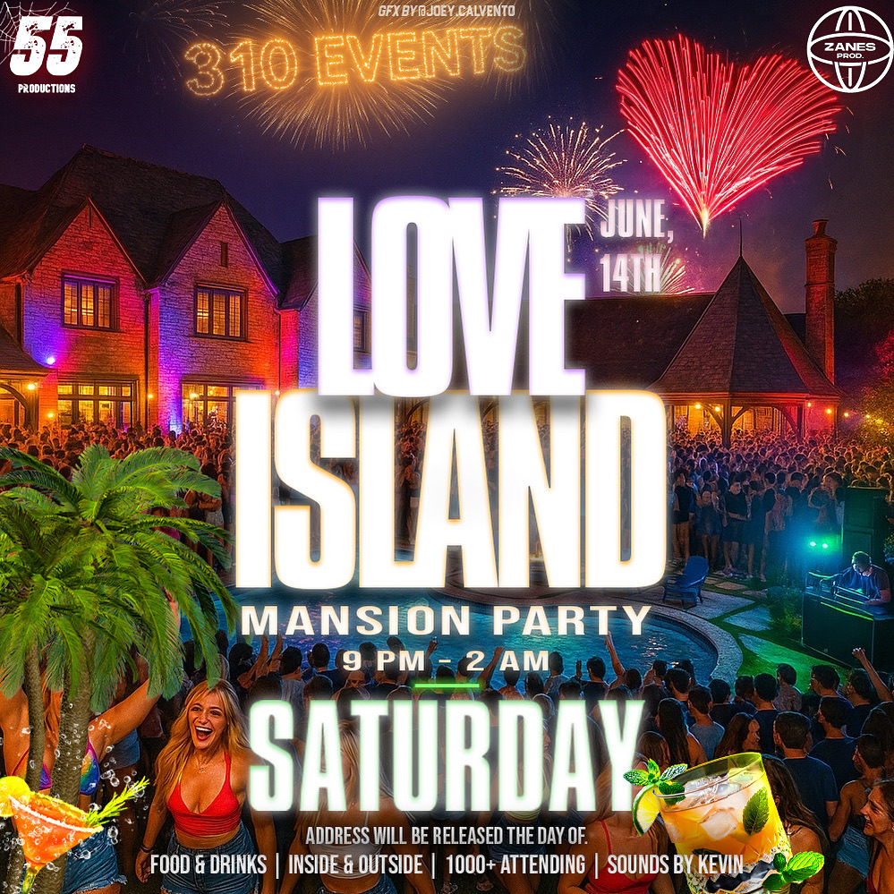 Love Island Mansion Party 💞🏡 Flyer