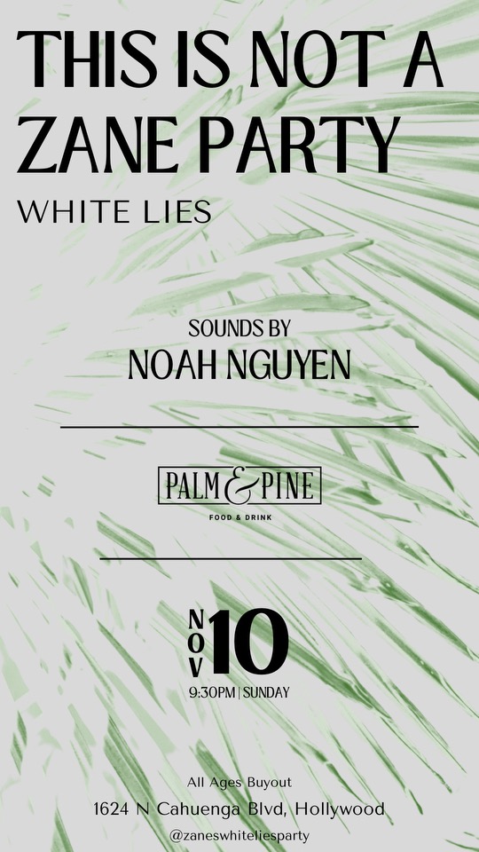 Zane’s White Lies Party Flyer
